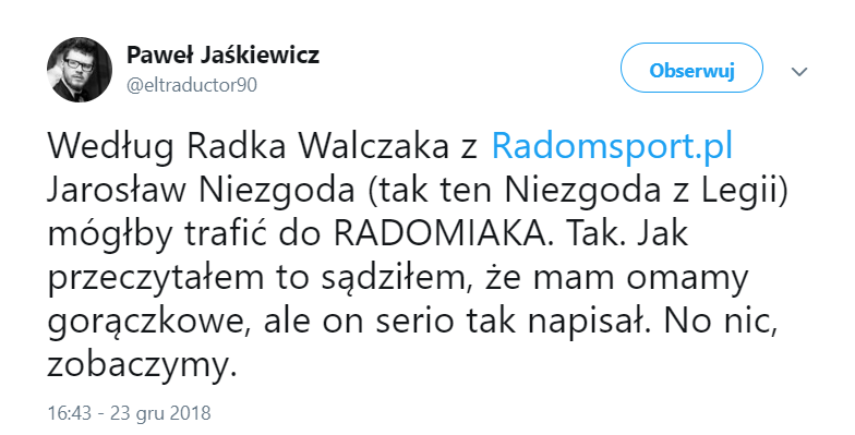 ABSURDALNA plotka transferowa na temat Jarosława Niezgody XD